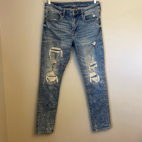 💜American Eagle AE Next Level Airflex Ripped Skinny Jean men’s size 34 x 32 - Picture 1 of 7